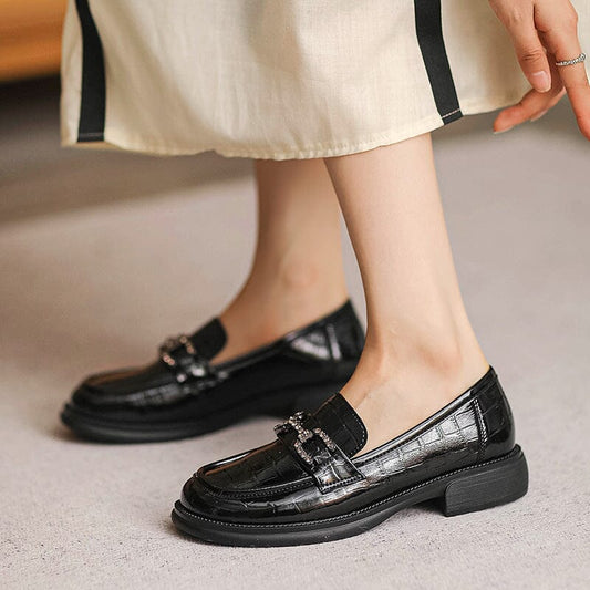 Autumn Retro Glossy Leather Casual Loafers Aug 2023 New Arrival 