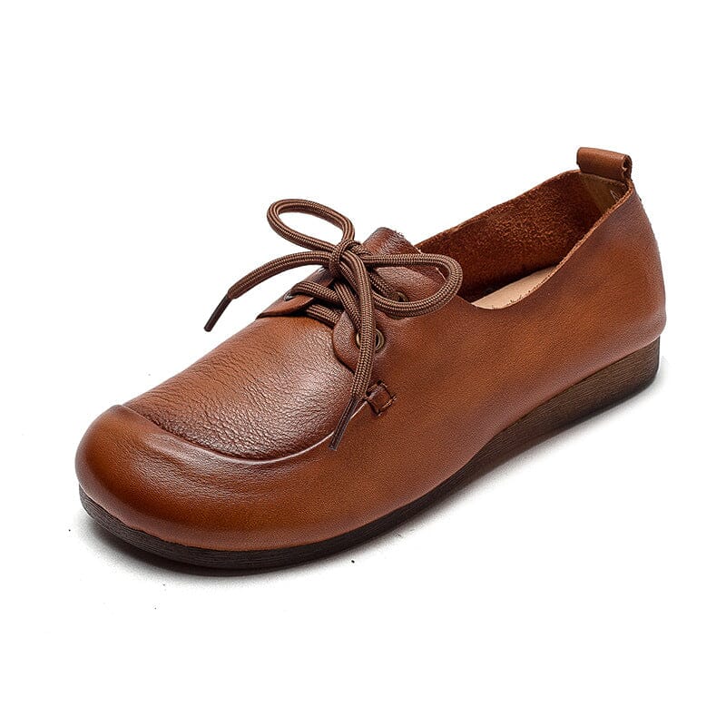 Autumn Retro Soft Leather Flat Casual Shoes Jul 2023 New Arrival 